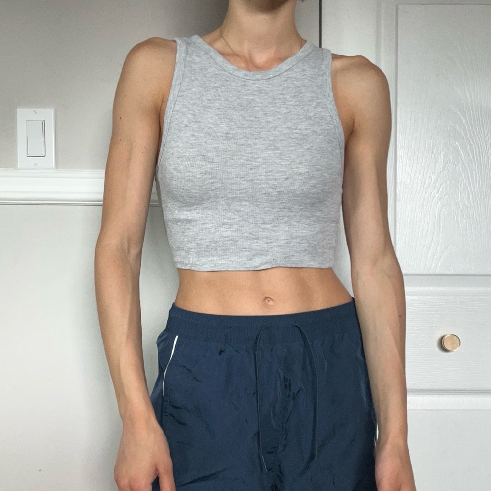 Zara Gray Sleeveless Crop Top